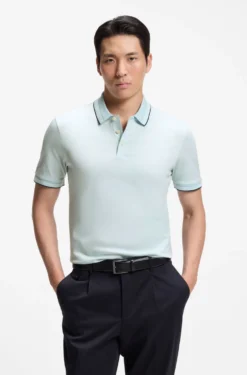 Slim-fit polo shirt in mercerised cotton