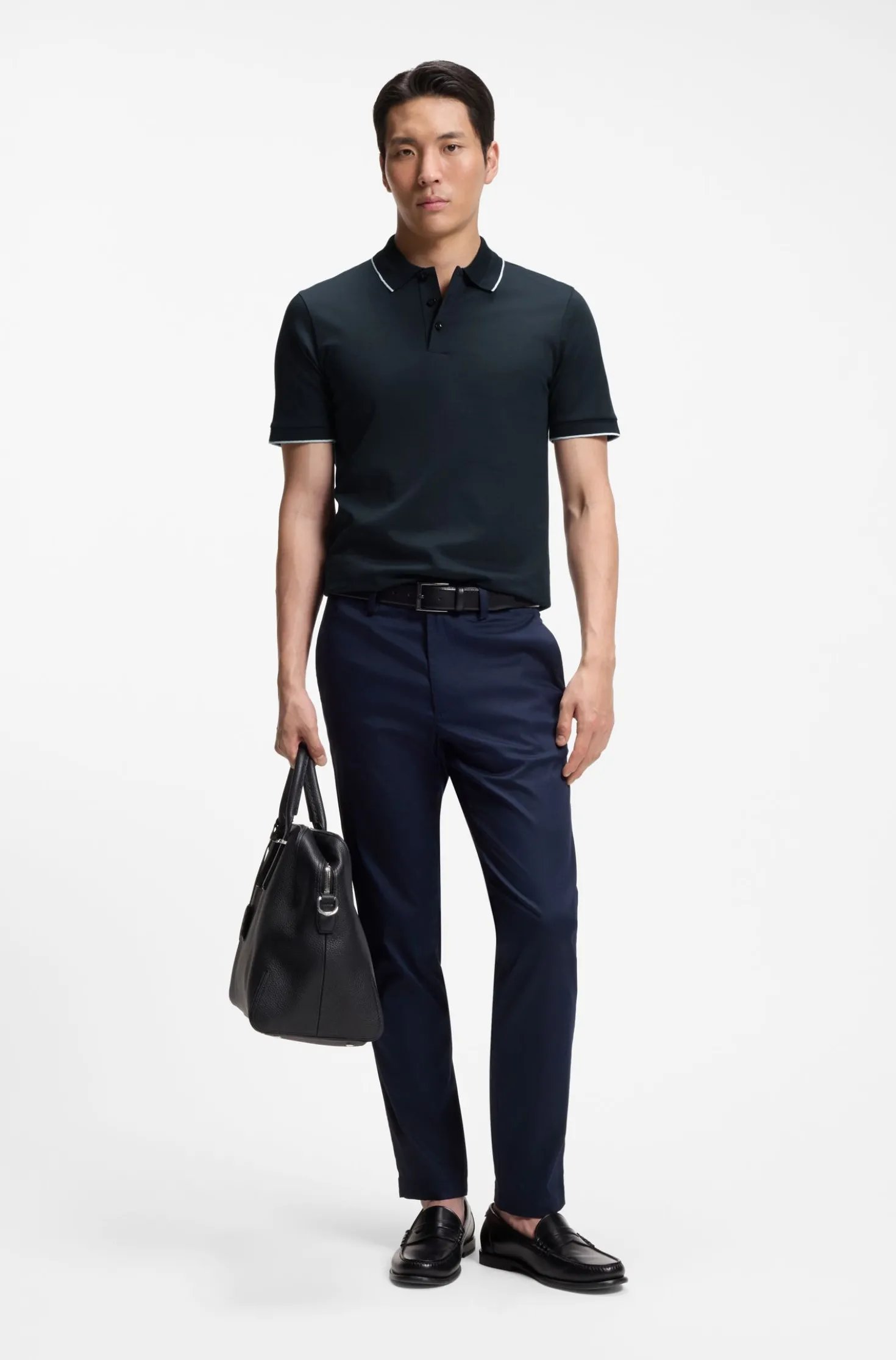 Slim-fit polo shirt in mercerised cotton