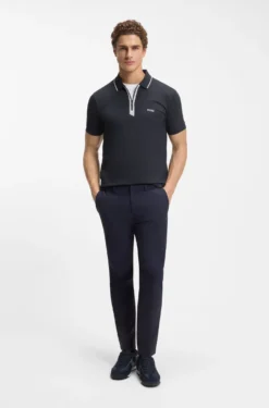 Slim-fit polo shirt with a zip placket