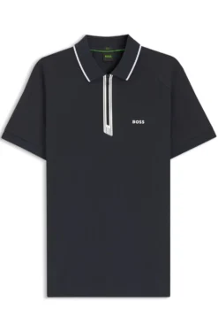 Slim-fit polo shirt with a zip placket