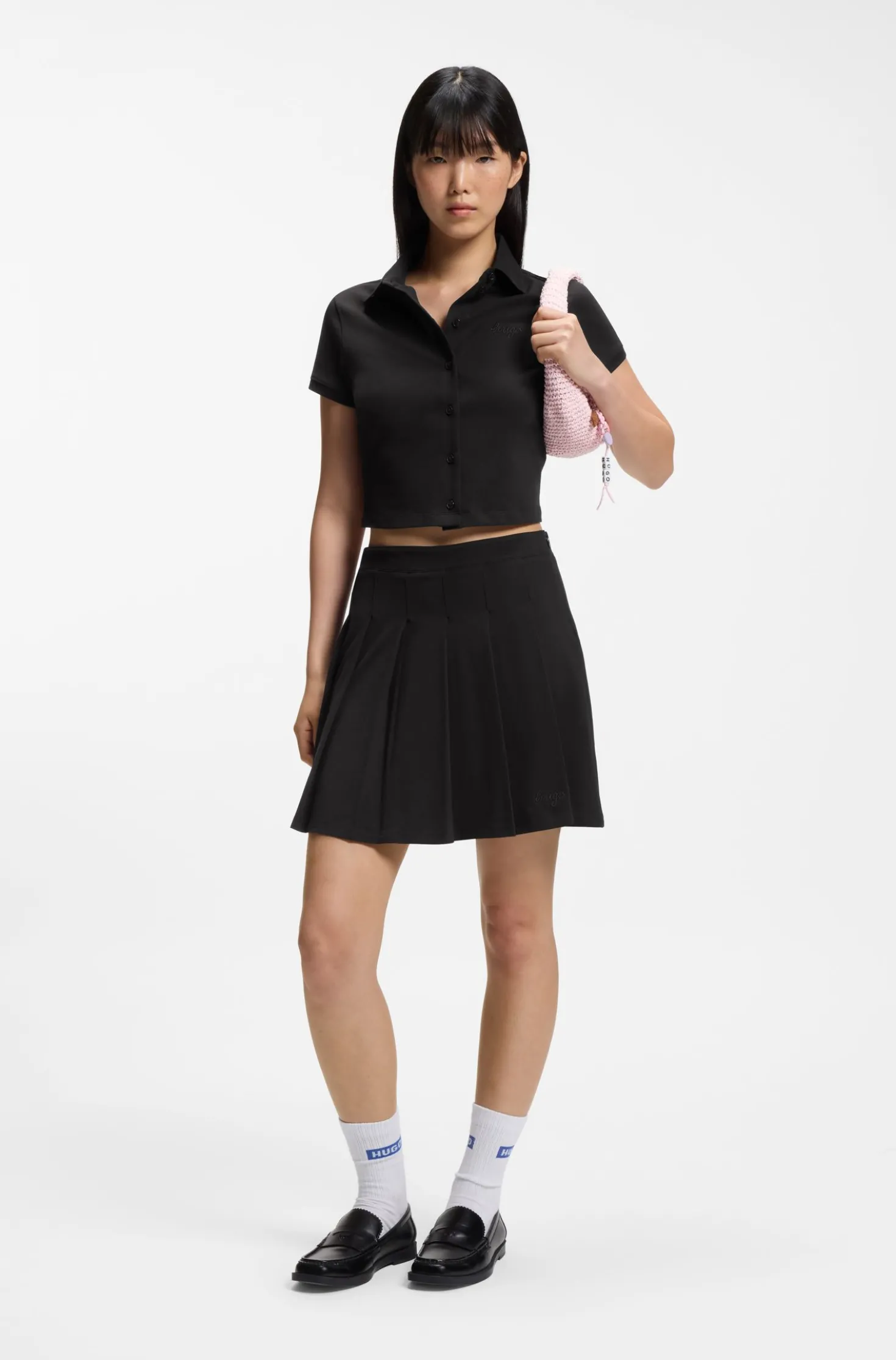 Slim-fit polo top in stretch cotton