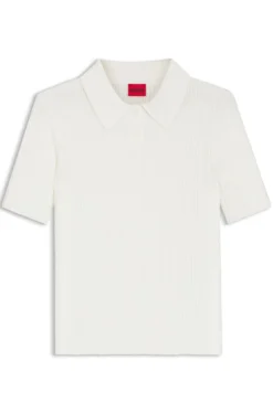 Slim-fit ribbed sweater with polo collar