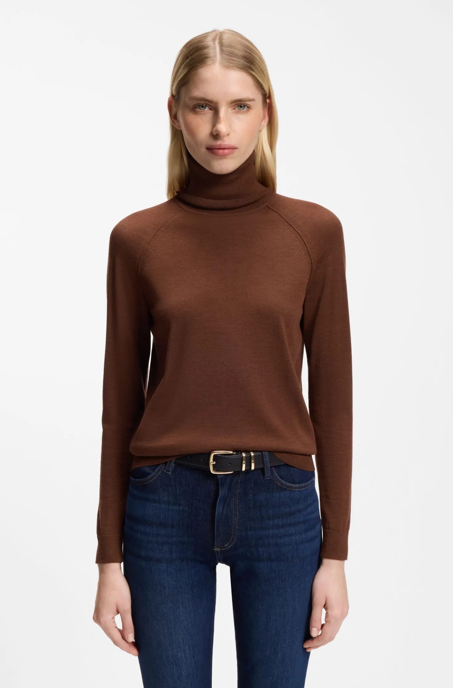Slim-fit rollneck sweater in extra-fine merino wool
