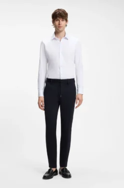 Slim-fit shirt in a performance-stretch cotton blend