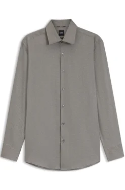 Slim-fit shirt in a thermoregulating structured cotton blend