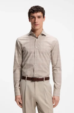 Slim-fit shirt in checked Italian-made cotton