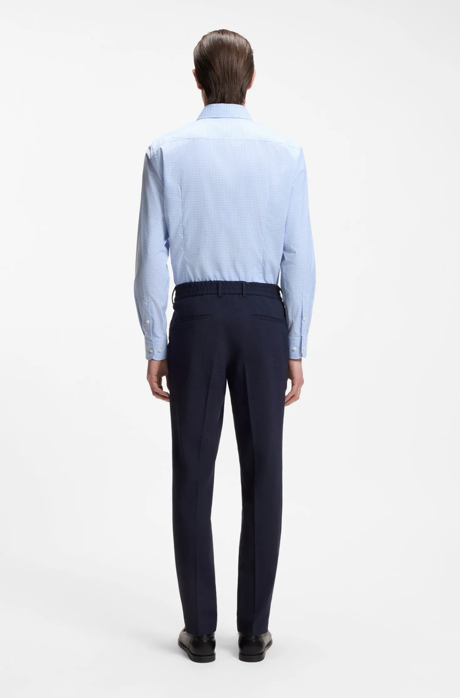 Slim-fit shirt in checked performance-stretch fabric