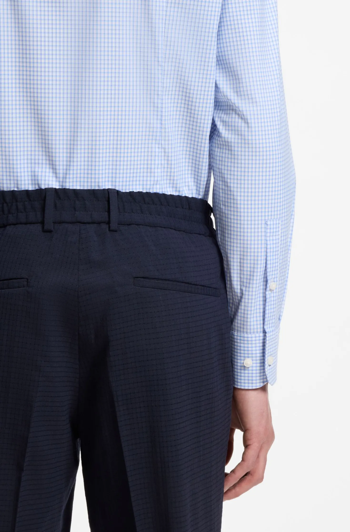 Slim-fit shirt in checked performance-stretch fabric