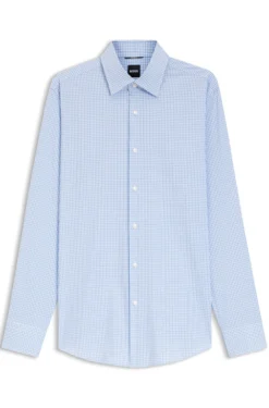 Slim-fit shirt in checked performance-stretch fabric