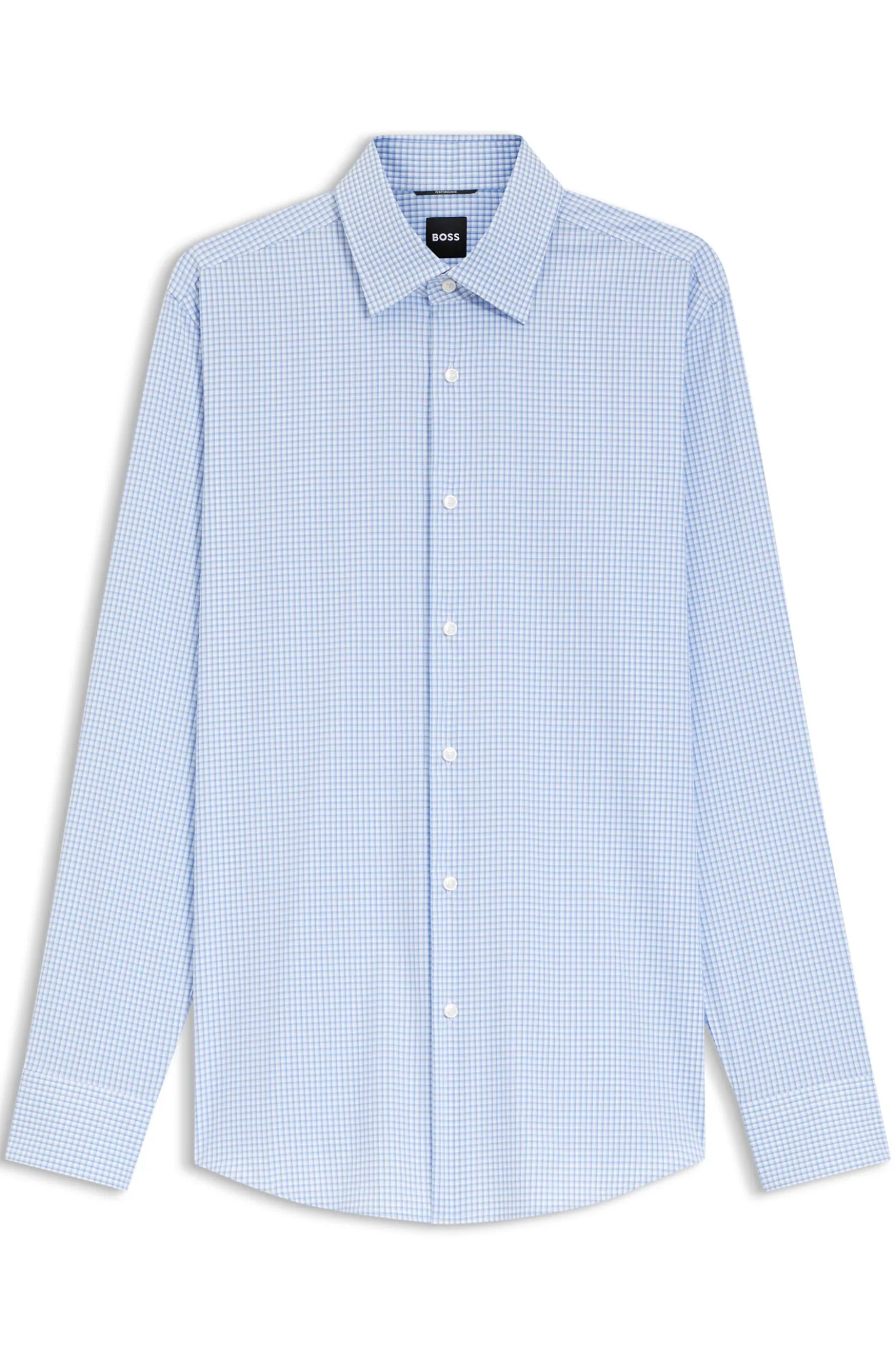 Slim-fit shirt in checked performance-stretch fabric