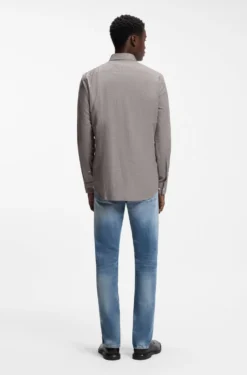 Slim-fit shirt in cotton and linen