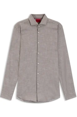 Slim-fit shirt in cotton and linen