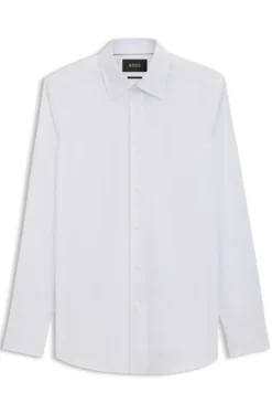 Slim-fit shirt in cotton-blend stretch poplin