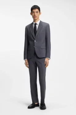 Slim-fit shirt in cotton-blend poplin