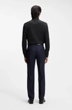 Slim-fit shirt in cotton-blend stretch poplin