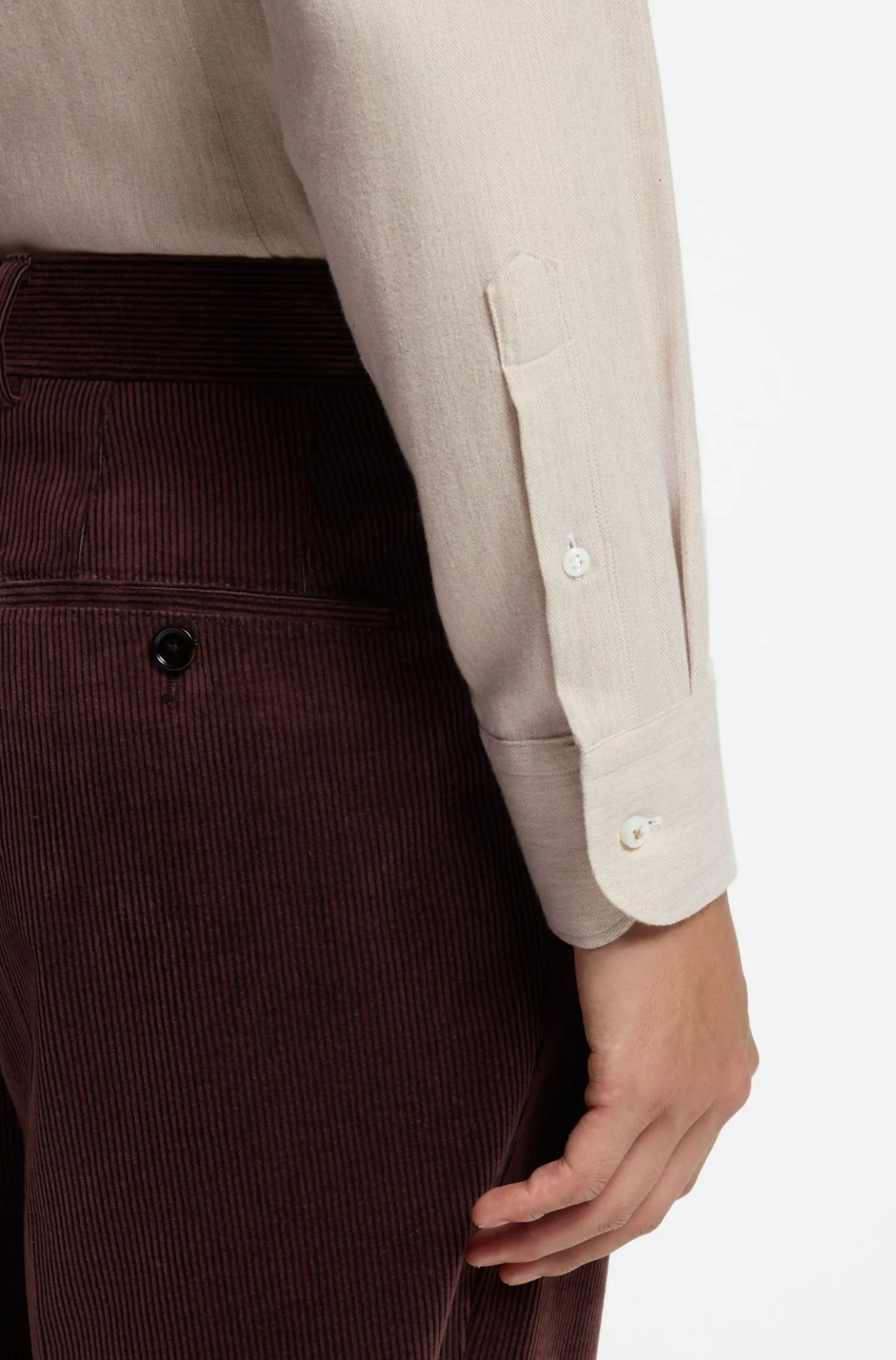 Slim-fit shirt in cotton-blend flannel