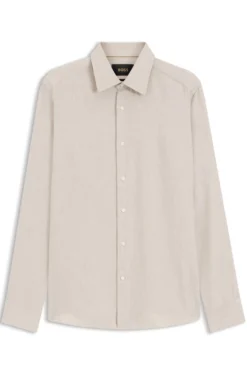 Slim-fit shirt in cotton-blend flannel