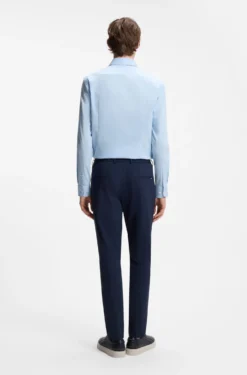 Slim-fit shirt in cotton-blend poplin