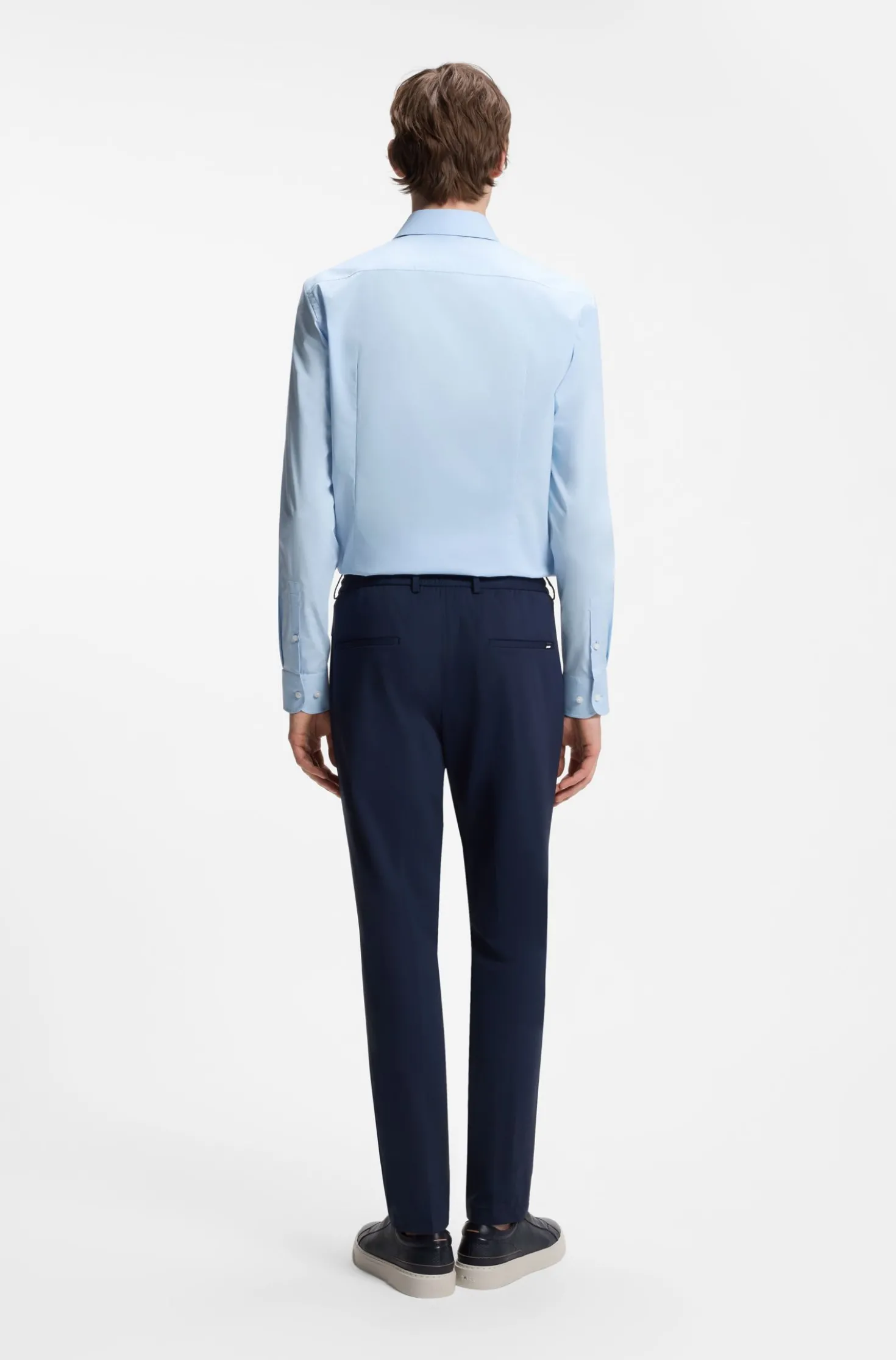 Slim-fit shirt in cotton-blend poplin