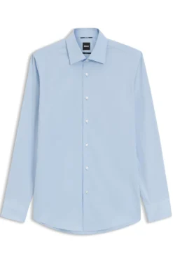 Slim-fit shirt in cotton-blend poplin