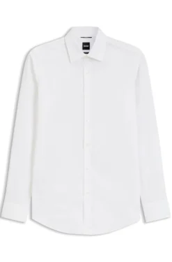 Slim-fit shirt in cotton-blend poplin