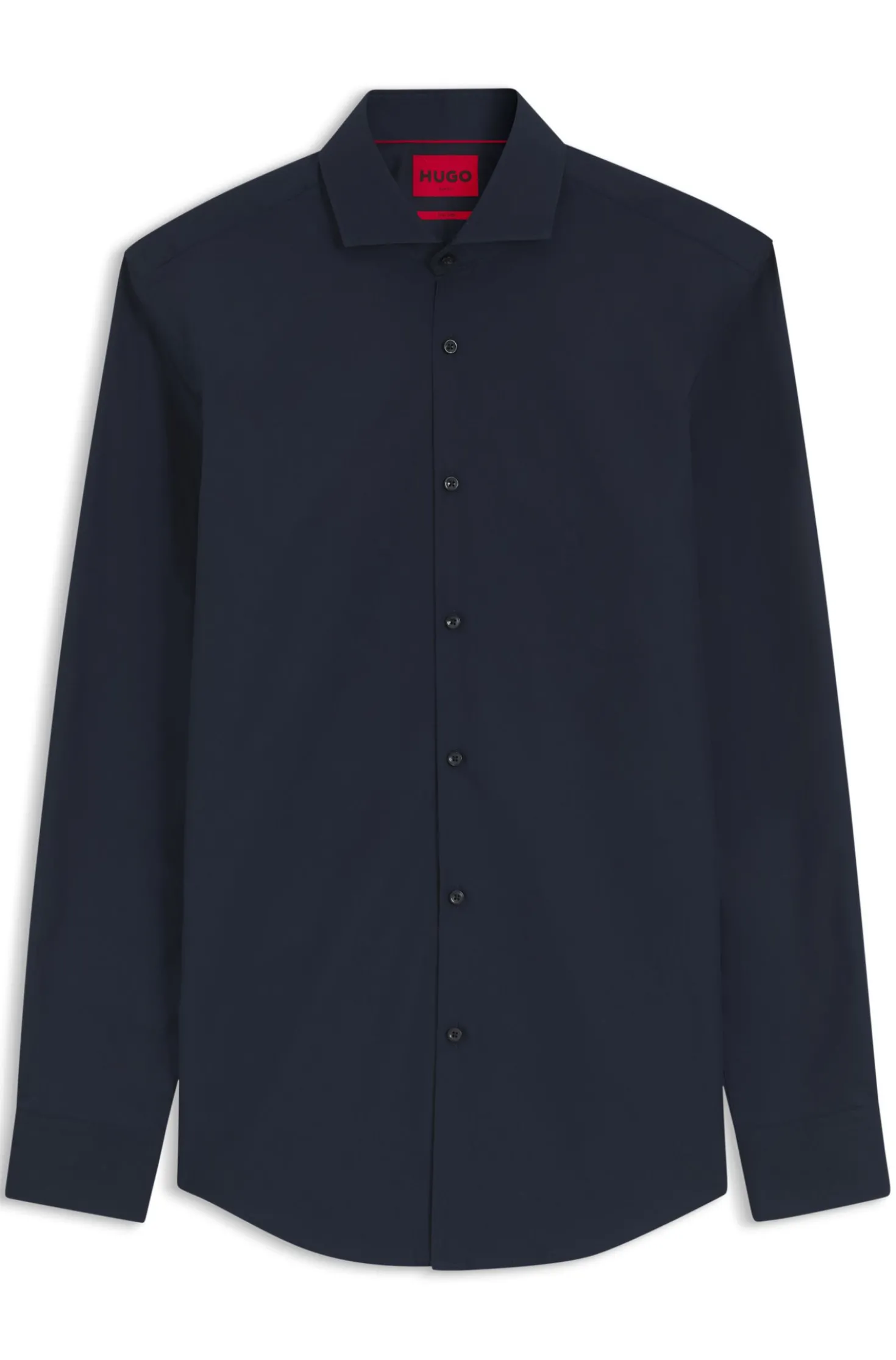 Slim-fit shirt in cotton with spread collar