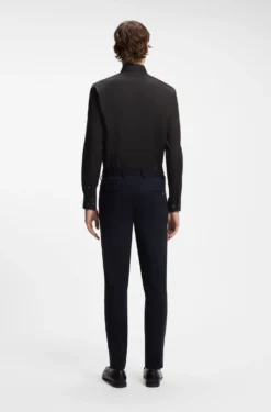 Slim-fit shirt in easy-iron cotton-blend poplin