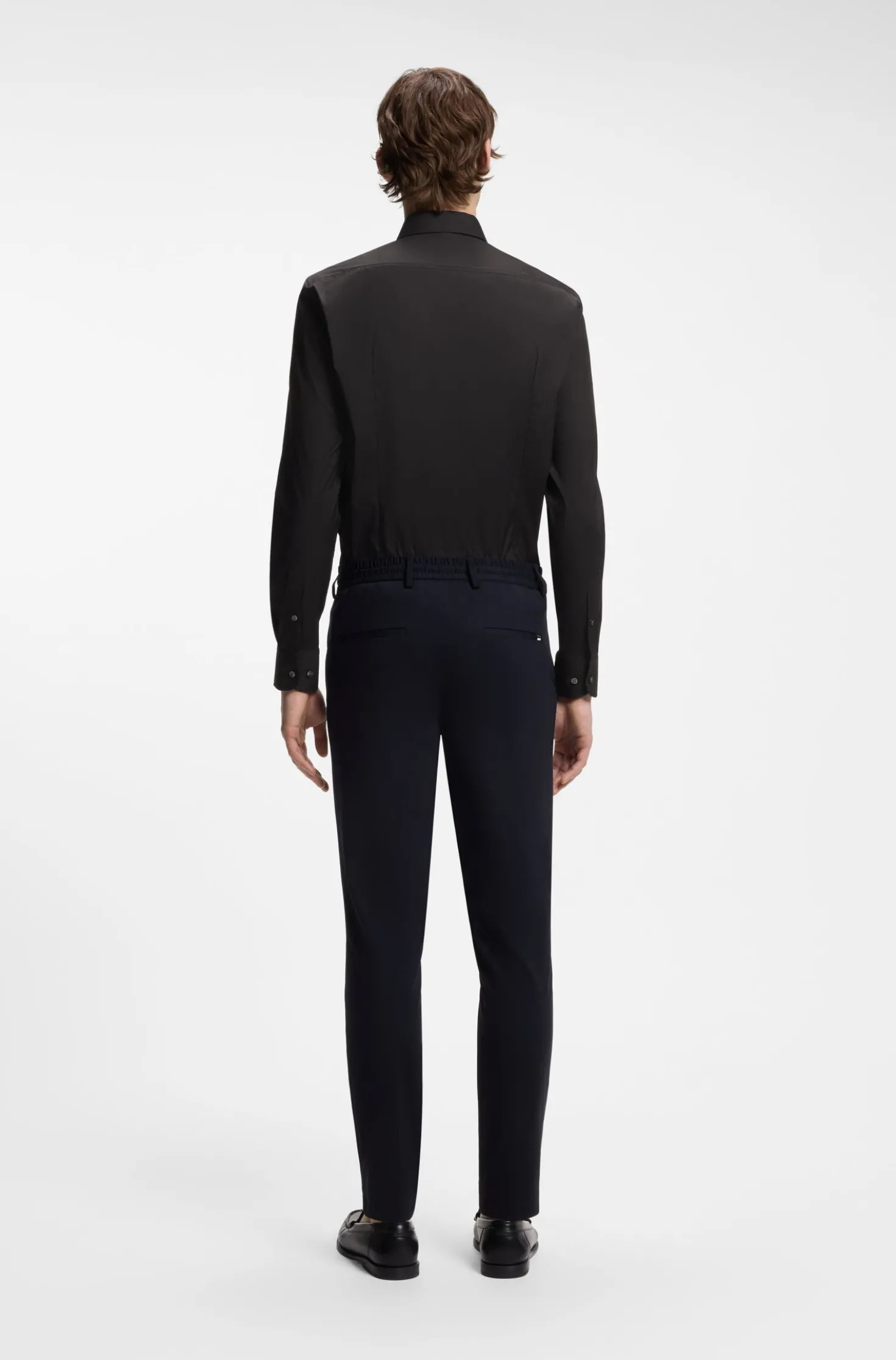 Slim-fit shirt in easy-iron cotton-blend poplin