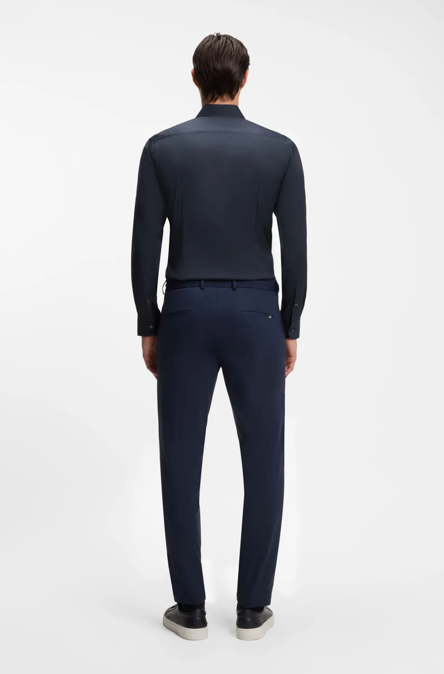 Slim-fit shirt in easy-iron cotton-blend poplin