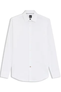 Slim-fit shirt in easy-iron cotton poplin