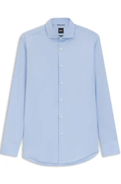 Slim-fit shirt in easy-iron cotton-blend poplin