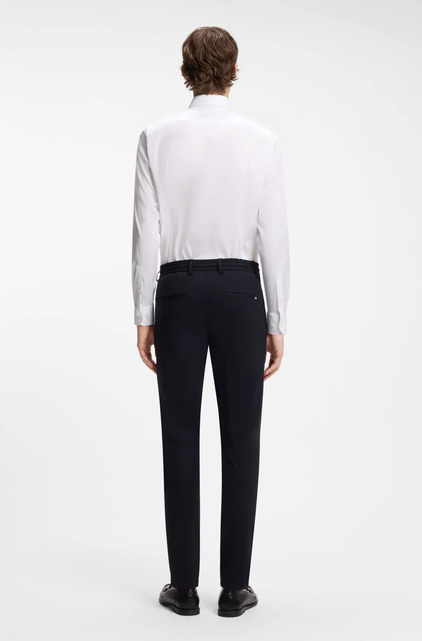 Slim-fit shirt in easy-iron cotton-blend poplin