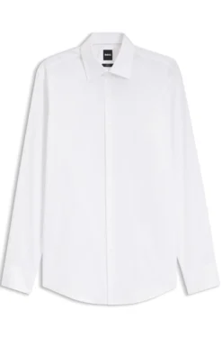 Slim-fit shirt in easy-iron cotton twill
