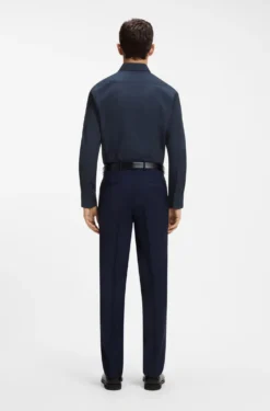 Slim-fit shirt in easy-iron cotton poplin