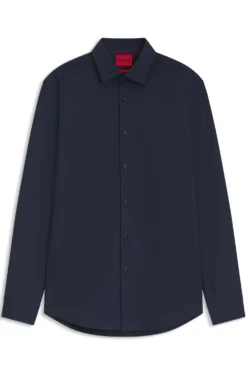 Slim-fit shirt in easy-iron cotton poplin