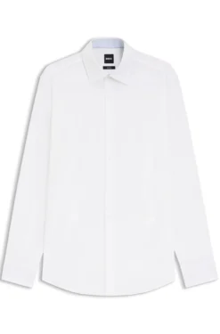 Slim-fit shirt in easy-iron stretch-cotton poplin