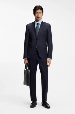 Slim-fit shirt in easy-iron stretch-cotton poplin