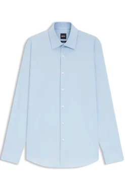 Slim-fit shirt in easy-iron stretch-cotton poplin