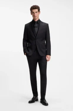 Slim-fit shirt in easy-iron stretch-cotton poplin