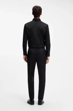 Slim-fit shirt in easy-iron stretch-cotton poplin