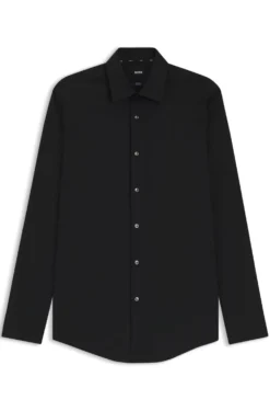 Slim-fit shirt in easy-iron stretch-cotton poplin