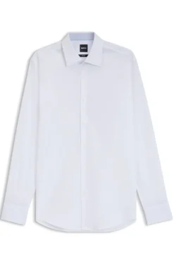 Slim-fit shirt in easy-iron stretch cotton
