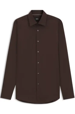 Slim-fit shirt in easy-iron stretch-cotton poplin