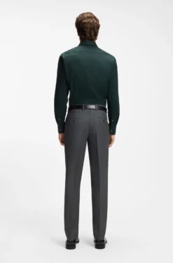 Slim-fit shirt in easy-iron stretch-cotton poplin
