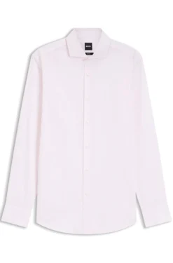 Slim-fit shirt in easy-iron striped stretch cotton
