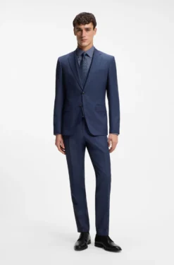 Slim-fit shirt in easy-iron stretch-cotton poplin
