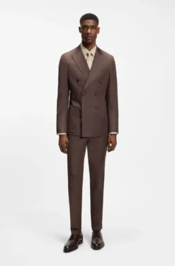 Slim-fit shirt in easy-iron stretch-cotton poplin