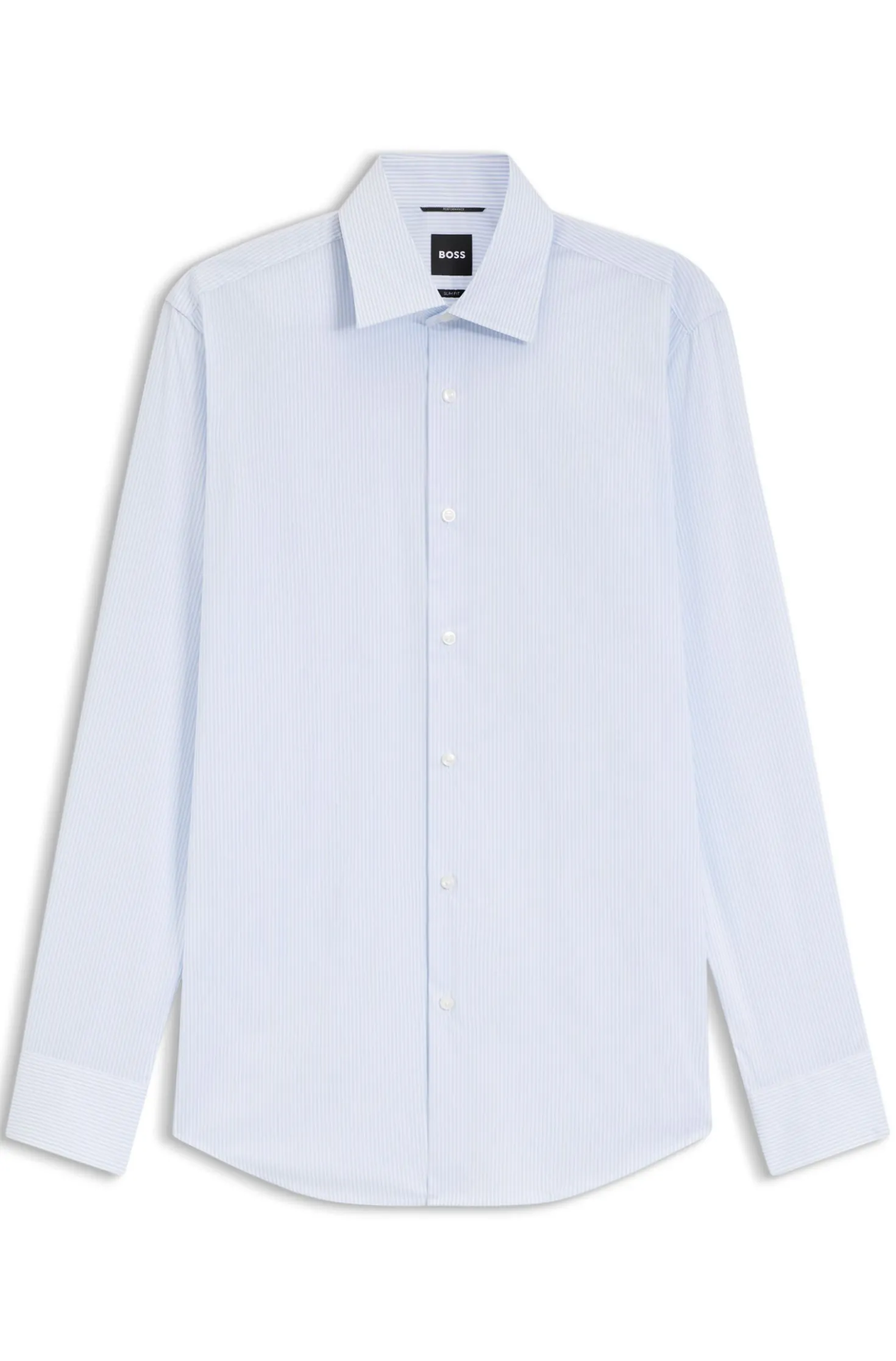 Slim-fit shirt in high-performance striped poplin