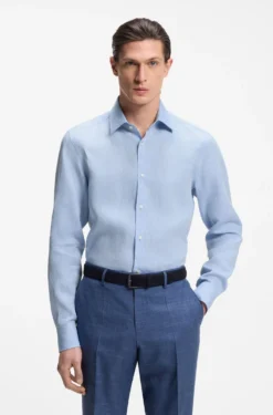 Slim-fit shirt in Italian-made linen