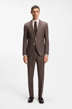 Slim-fit shirt in linen-blend twill